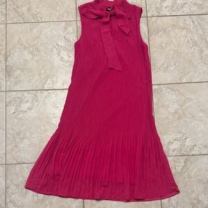 DKNY Sleeveless Bow-Tie Pleated Midi Dress - Fuchsia